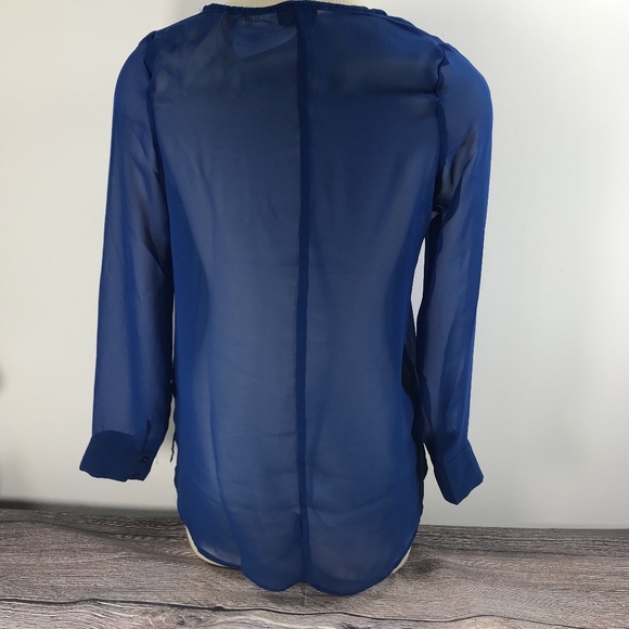 The Limited Deep Blue Sheer Button Cuffed Shirt - Picture 4 of 8